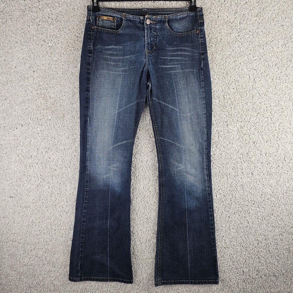Vintage LEI Boot Flare Jeans Blue Denim Junior Size 7 30x30.5 Y2K Festival